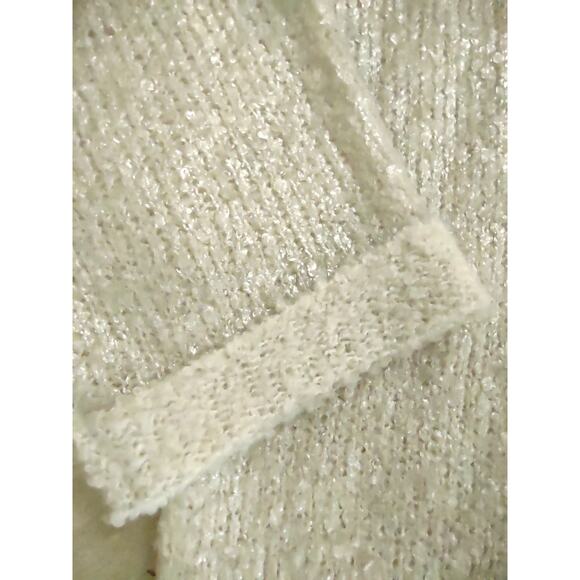 LUSH Cream Cocoon Sweater Size M Loose Casual Oversized Slouchy Kimono Metallic - Picture 11 of 12